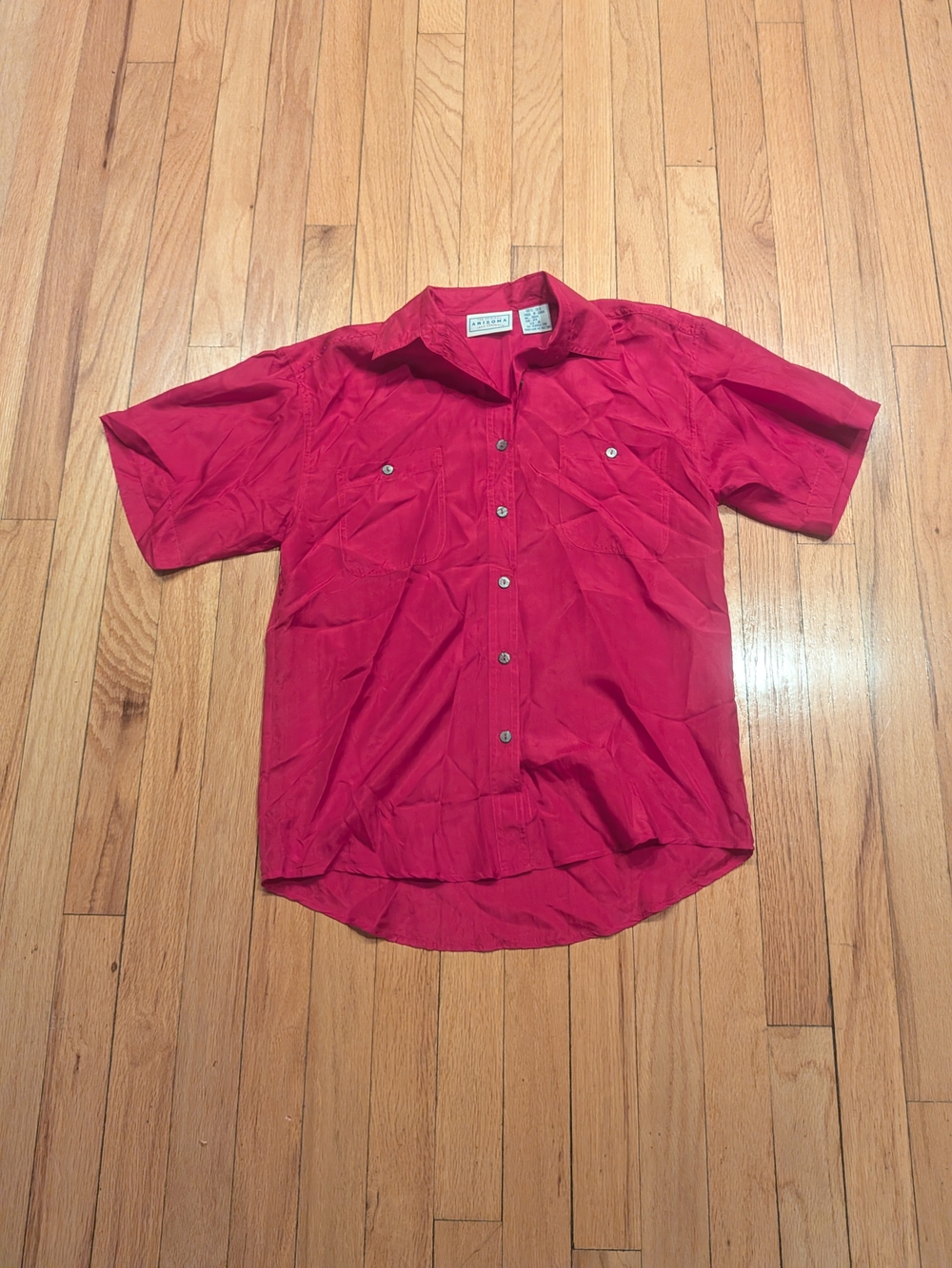 Silk Fuchsia Pink Short Sleeved Top Blouse